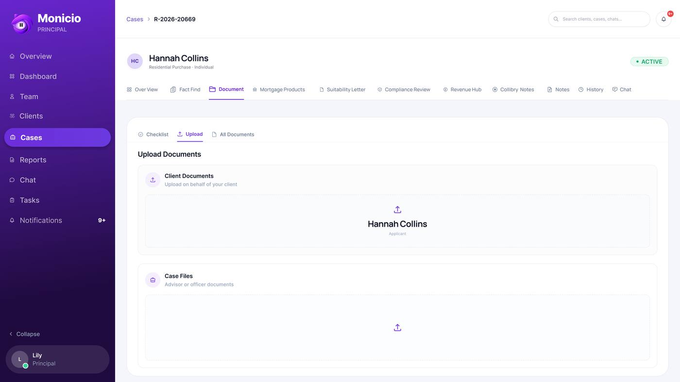 Monicio document upload